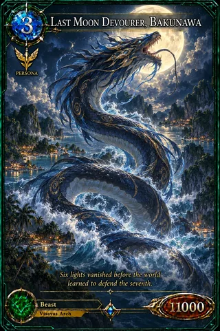 Last Moon Devourer, Bakunawa, illustrated on a Codex Legends card.